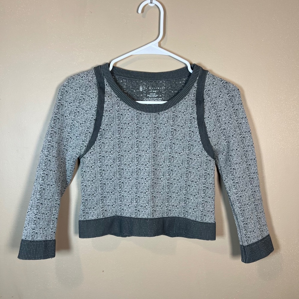 FP Movement Free People Good Karma Long Sleeve Crop Top Grey Black M/L